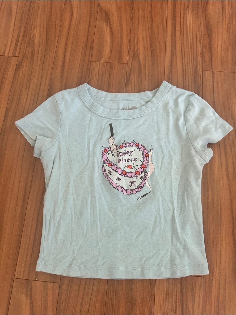 Olivia Rodrigo Spicy Pisces Light Blue Girls' Graphic crop tee